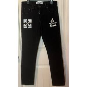 Off-White c/o Virgil Abloh AUTHENTIC Black Denim Arrow Straight Men's Jeans 32